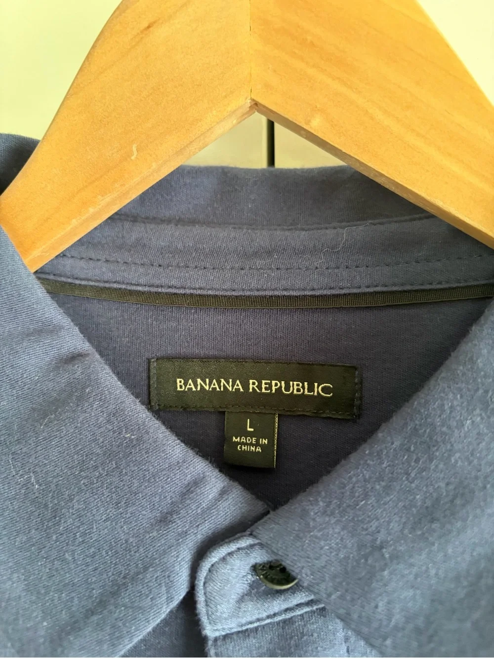 Banana Republic NWT Mens 100% Cotton Navy Blue Long Sleeve Polo Shirt Size Large